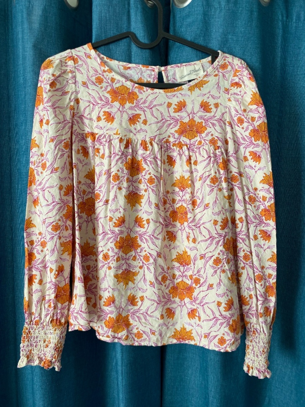 Universal Thread Orange and Purple Floral Blouse